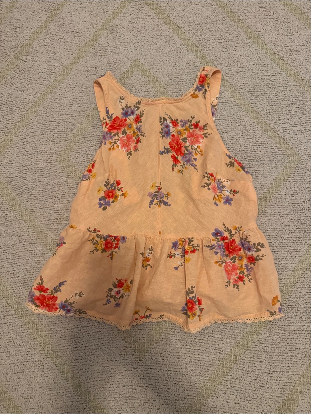 American Eagle Floral Peplum Tank Top Medium Peach Cottagecore